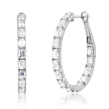 Oval Baguette Diamond Hoop Earrings