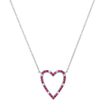 Ruby & Diamond Open Heart Love Necklace