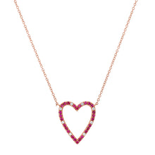 Ruby & Diamond Open Heart Love Necklace