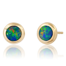 Bezel Set Opal Love Stud Earrings
