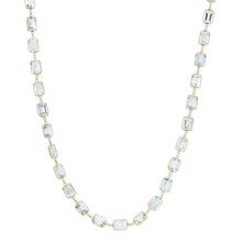 Bezel Set Emerald Cut Aquamarine Necklace