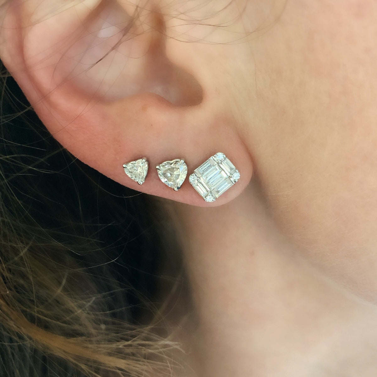 Diamond Baguette Cluster Illusion Stud Earrings – Milestones