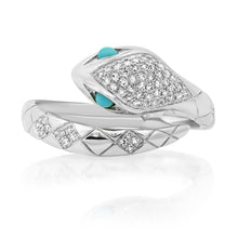 Diamond and Turquoise Regal Snake Wrap Ring
