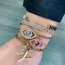 Mega Sparkle Diamond Baguette with Diamond Halos Hinge Cuff Bracelet