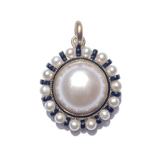 Libby Semi Precious and Enamel Pendant Charm with Pearl Frame