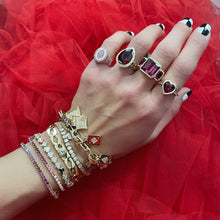 One of a Kind Bezel Set Large Rubellite Heart on Pink Spinel Band Ring