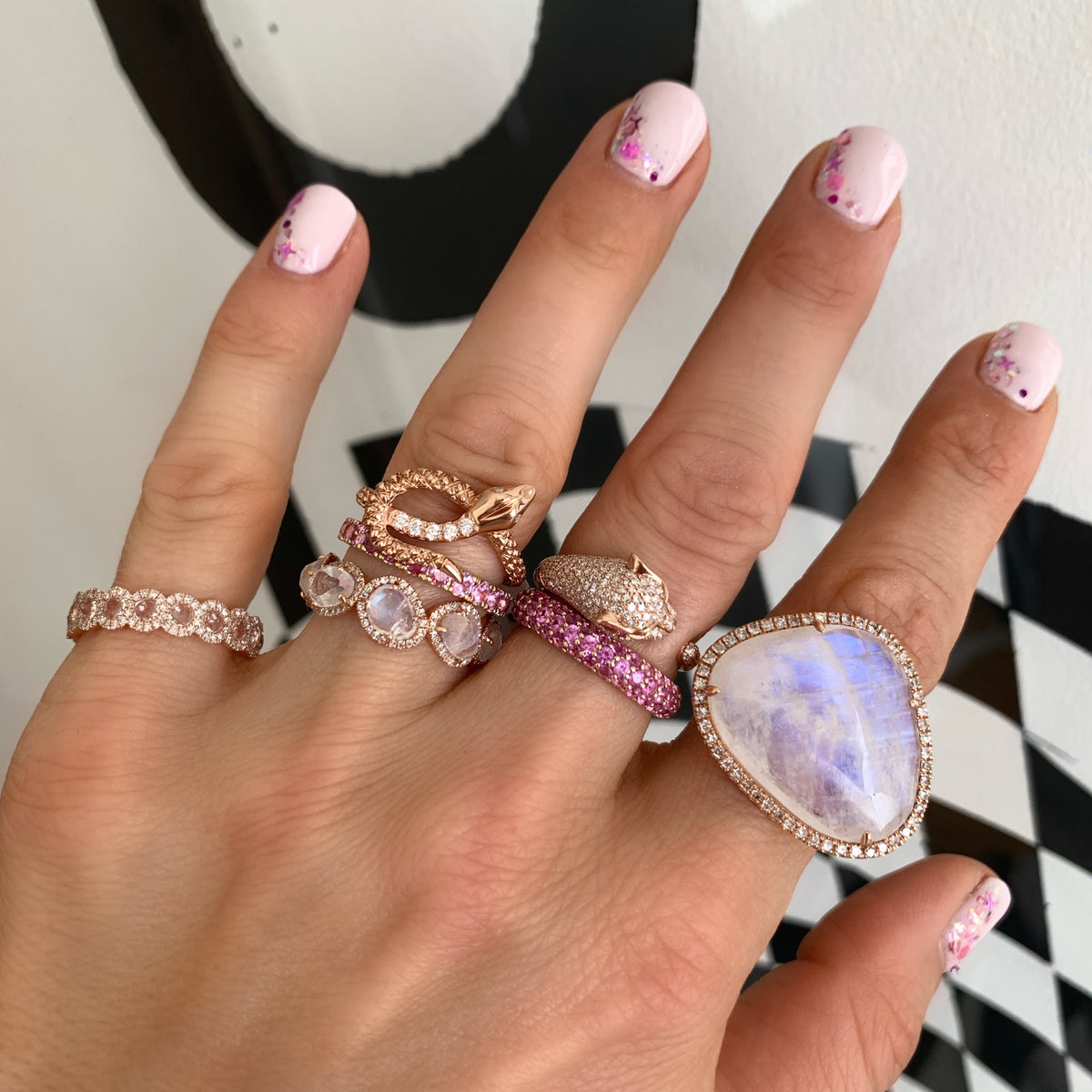 Rose gold sale moonstone ring