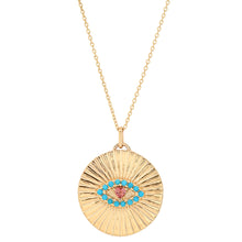 The Ashleigh Bergman Collective x My Story by Jackie Cohen Fluted Turquoise & Pink Tourmaline Evil Eye Coin Pendant