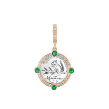 Semiprecious Bezel & Diamond Frame Antique Love Token Charm