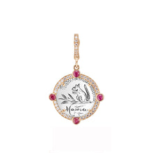 Semiprecious Bezel & Diamond Frame Antique Love Token Charm