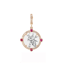 Semiprecious Bezel & Diamond Frame Antique Love Token Charm