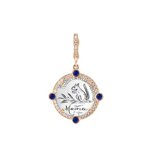 Semiprecious Bezel & Diamond Frame Antique Love Token Charm