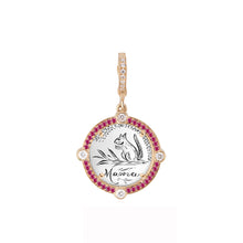 Diamond Bezel & Semiprecious Frame Antique Love Token Charm