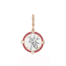 Diamond Bezel & Semiprecious Frame Antique Love Token Charm