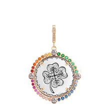 Large Diamond Bezel & Rainbow Frame Antique Love Token Charm