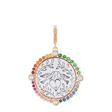 Large Diamond Bezel & Rainbow Frame Antique Love Token Charm