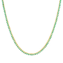 Skinny Three Prong Emerald Tennis Necklace