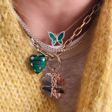 Semi Precious Stone Anna Heart with 14k Stars Pendant Charm