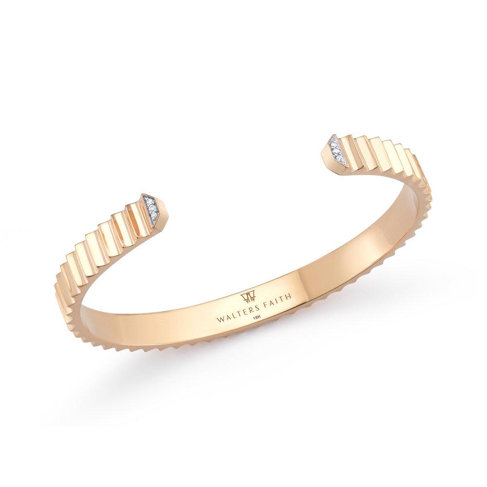 Clive Diamond Wide Fluted Cuff Bracelet