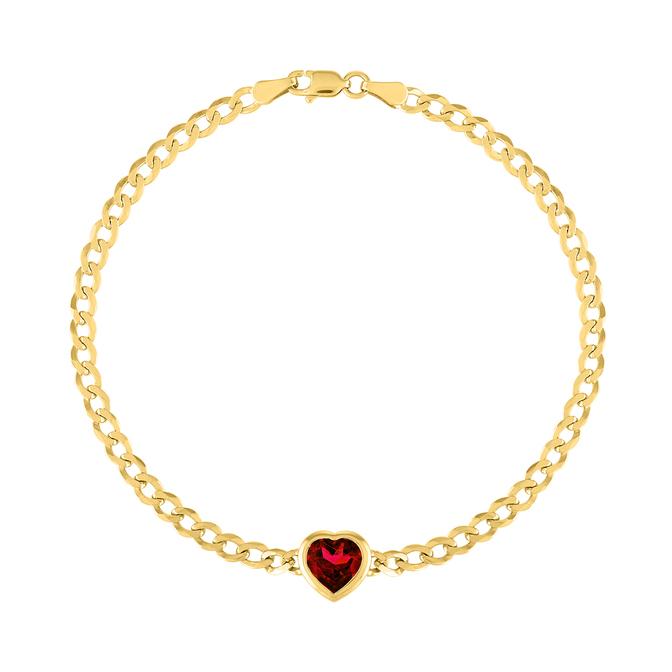 The Cooper Faceted Heart on Cuban Link Chain Bracelet