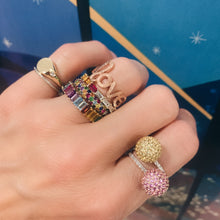 Rainbow and Diamond Baguette Ring