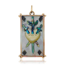 Hand Carved Three of Swords Tarot Card Charm