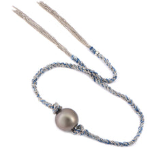 Tahitian Pearl Braided Chain and Silk Wrap Bracelet