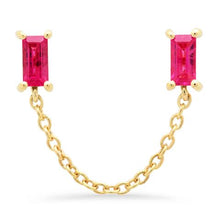 Gemstone Baguette Chain Stud Earrings