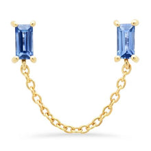 Gemstone Baguette Chain Stud Earrings
