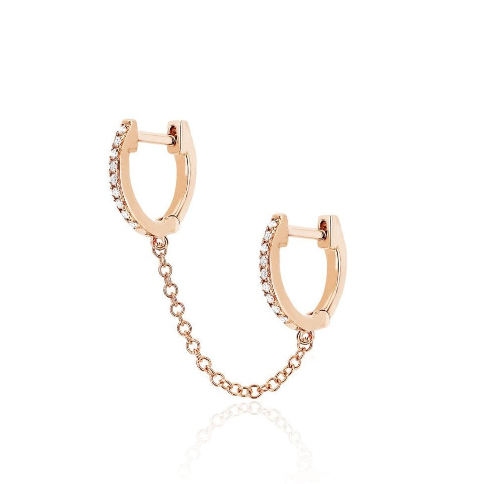 Diamond Double Huggie Chain Earring