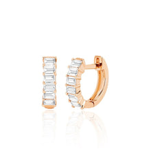 Prong Set Diamond Baguette Huggie Earrings