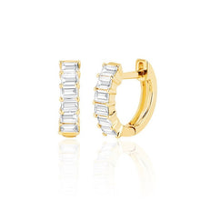 Prong Set Diamond Baguette Huggie Earrings