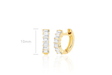Prong Set Diamond Baguette Huggie Earrings