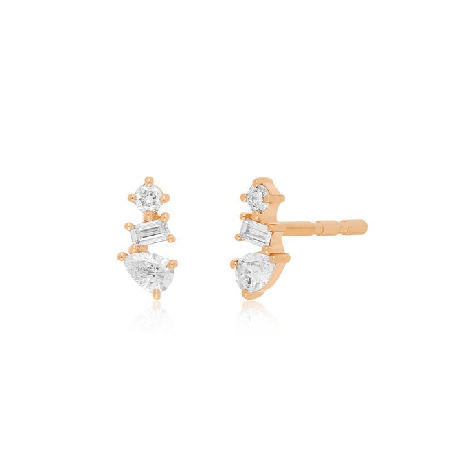 Multi Faceted Diamond Stud Earrings