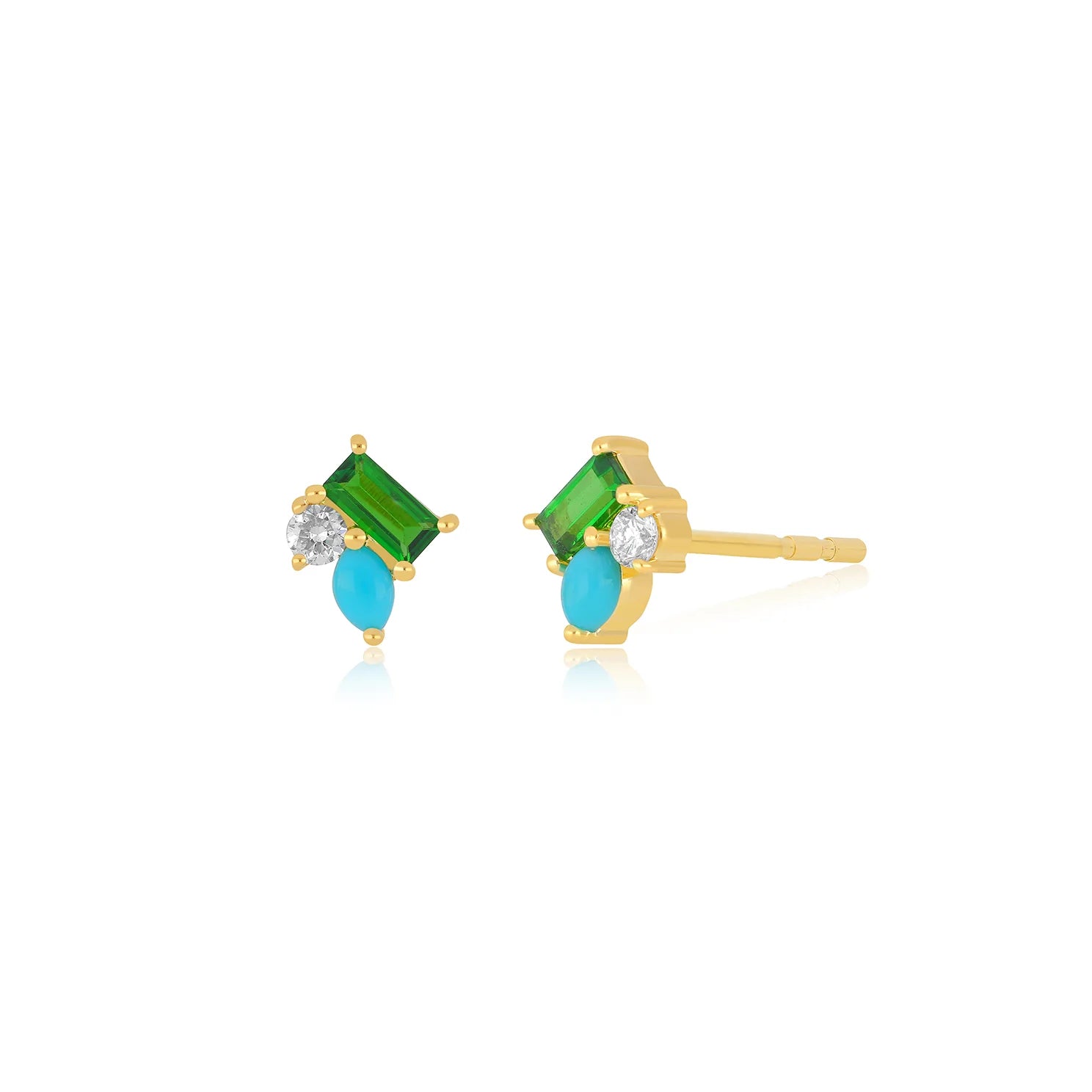 Triple Treasure Stud Earrings