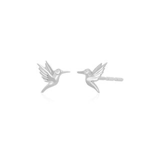 Mini Hummingbird Stud Earrings with Diamond Eye