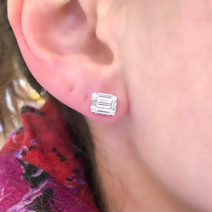 Diamond Baguette Cluster Illusion Stud Earrings