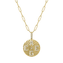 Gabrielle Fluted Round Pendant with Four Diamond Initials