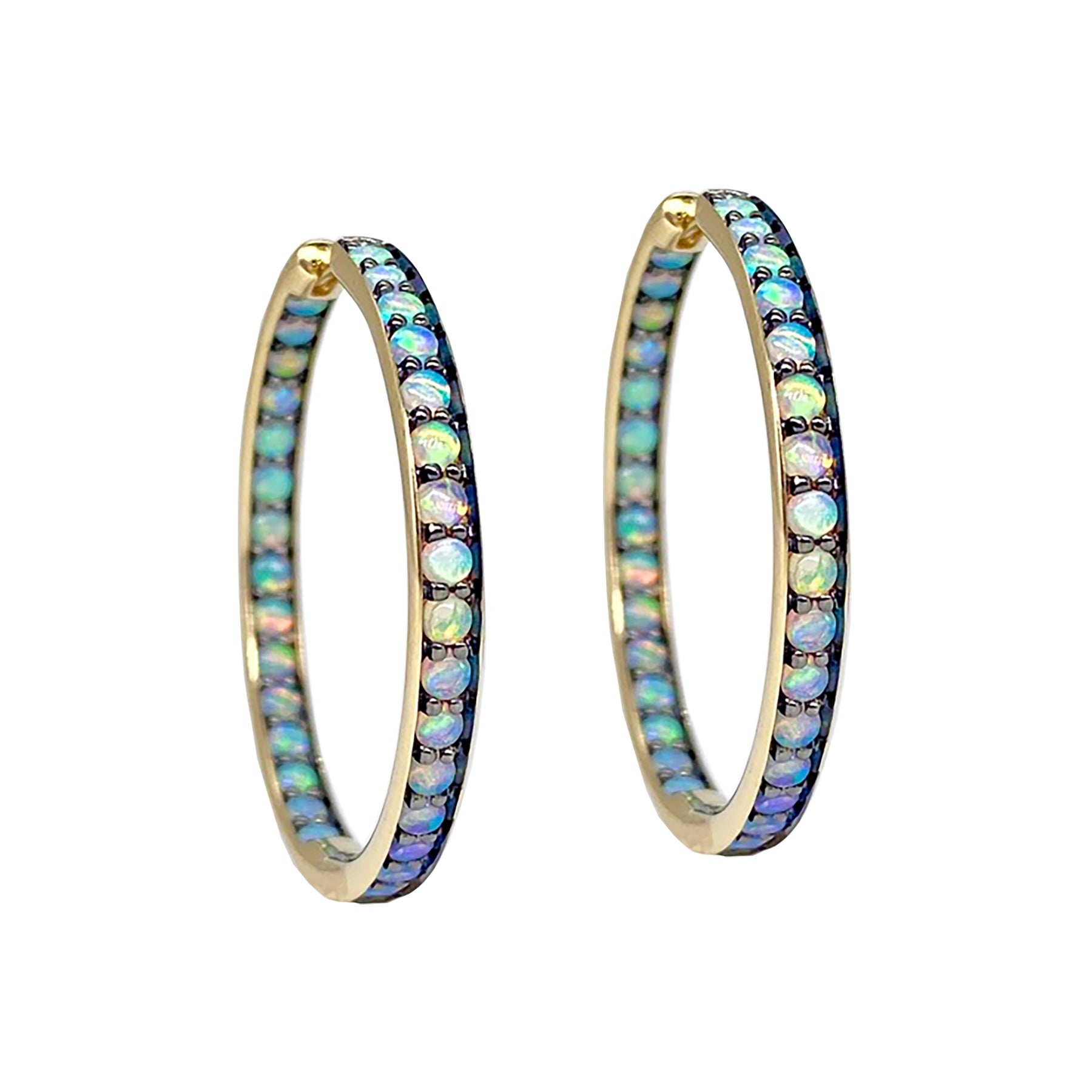 Limited Edition Cirque 1 Inch Inside Out Classic Hoop with Australian Opal
