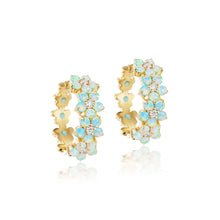 Gemstone Flower Hoop Earrings