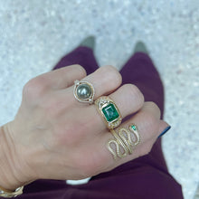 Textured Snake Ring with Emerald Marquis Eye