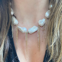 White Baroque Pearl Fringe Chain Necklace