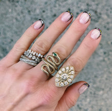 Textured Snake Ring with Emerald Marquis Eye
