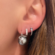 Tahitian or Australian Pearl Floating Earrings with Diamond Snakes
