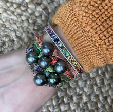 Diamond and Sapphire Rainbow Hinge Cuff Bracelet