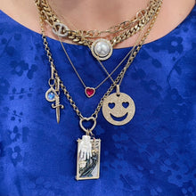 Open Front Round Rolo Link Chain Necklace