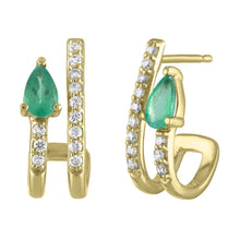 Janet Diamond & Semi Precious Pear Shaped Illusion Double Pierce Stud