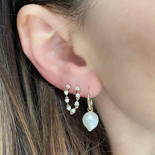 Single Diamond Drape Double Pierce Stud