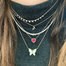 Gemstone Heart with Diamond Halo on Thin Cable Chain Necklace