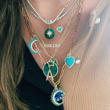 Turquoise or Malachite Coin Charm with Diamond Frame